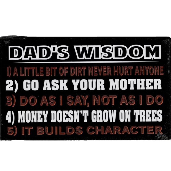 Man Cave Wood Sign Wall Plaque Dad Fathers Day Christmas Gift Dads Wisdom - Picture 1 of 2